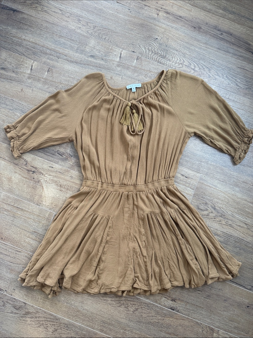 🤎 Miou Muse 🤎Camel Boho Mini Dress | Women’s Medium